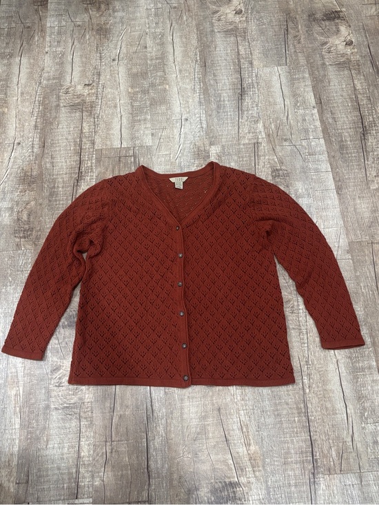 Teddi Sweaters - TEDDI Vintage Classic Crochet V‑Neck Button Cardigan Sweater - Rust XL